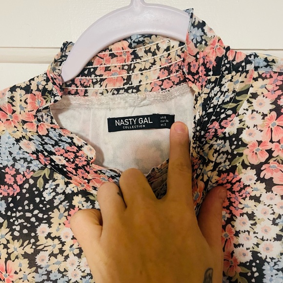 Nasty Gal Floral High Neck Long Sleeve Mini Dress - Picture 4 of 4